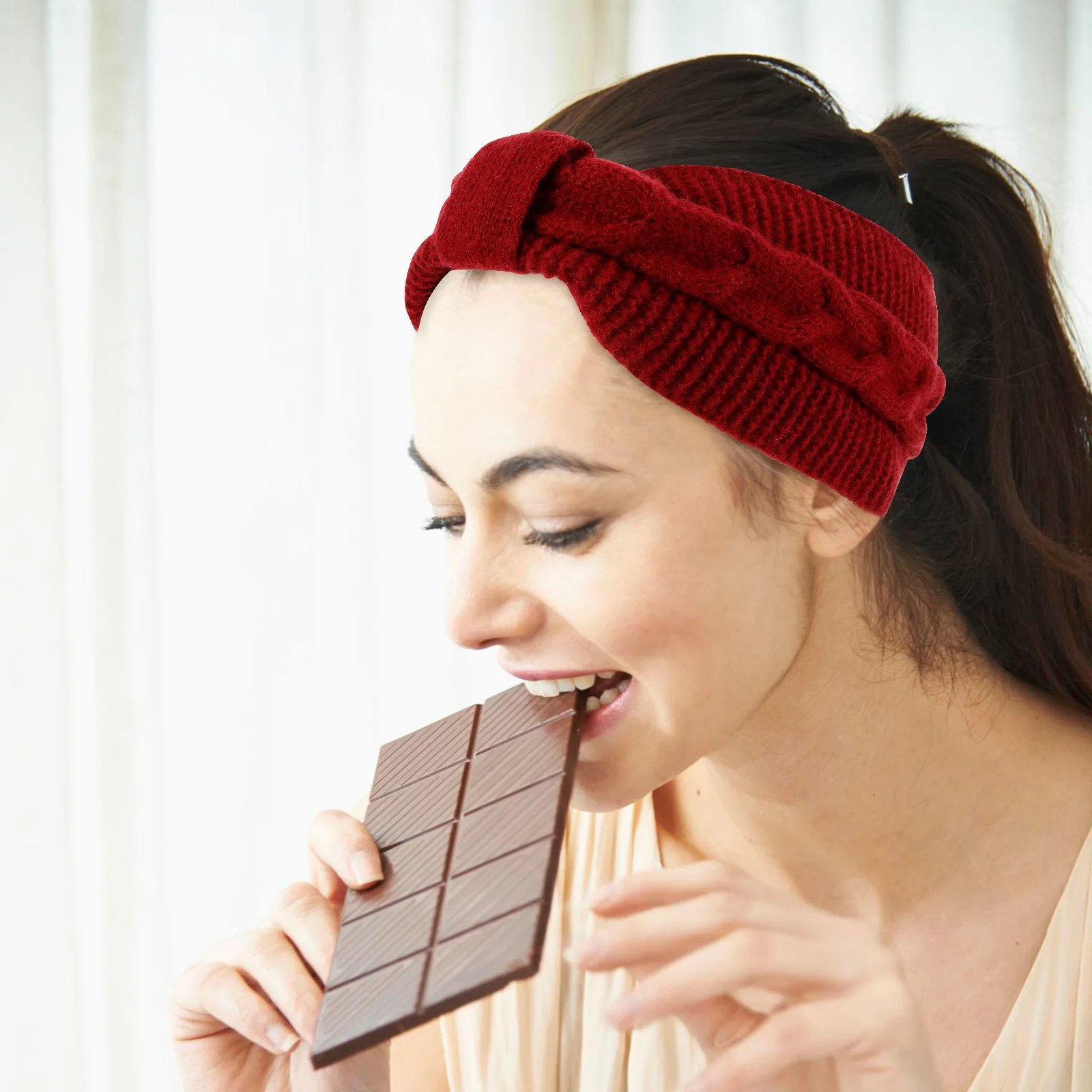 

Knit Ear Warmer Headband Chunky Crochet Bow Winter Hair Accessories For Women Kids Warm Lined Stretchable Turban Ear Covers Cold