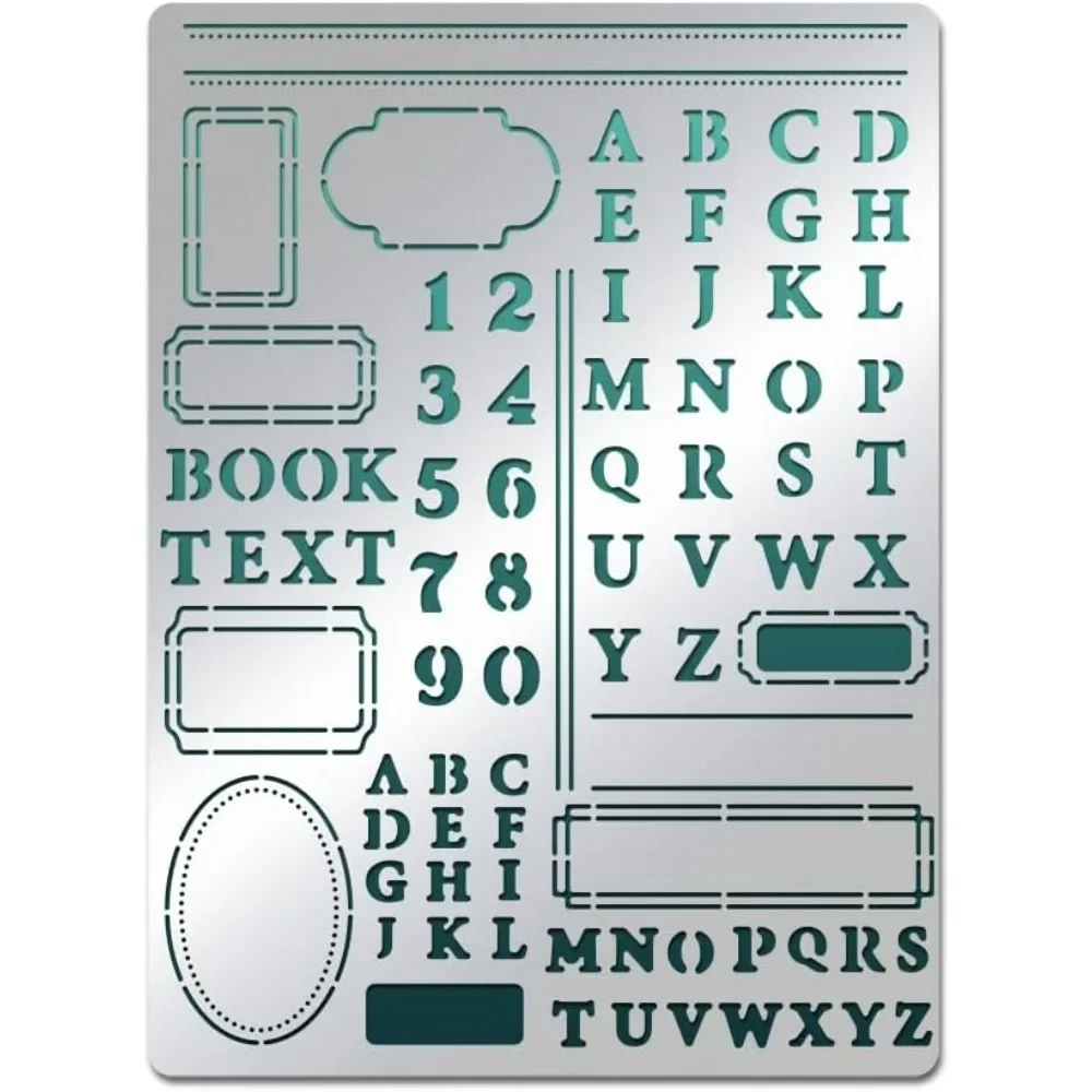 Metal Letter Stencil, Lettering Alphabet Frame Stainless Steel Stencil Templates Journal Tool for Painting, Wood Burning