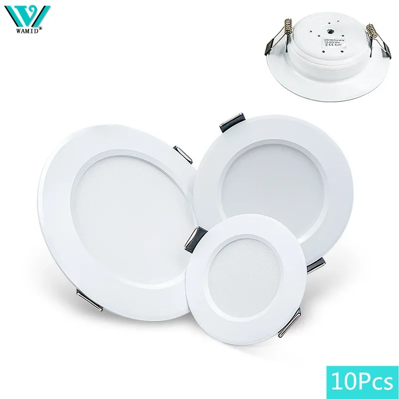 

10Pcs LED Downlight AC 220V Ceiling Lamp 3W 5W 7W 9W 12W 15W Recessed Led Down light Round Panel Light Spotlight Indoor Lighting