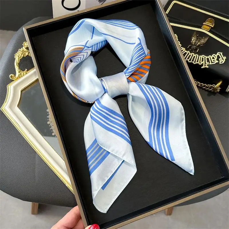 Luxus Seide Schal Quadrat Schal Frauen Pferd Satin Hijab Mode Wraps Halstuch Weibliche Haar Bands Band Stirnband Bandana 70CM – Detail 4