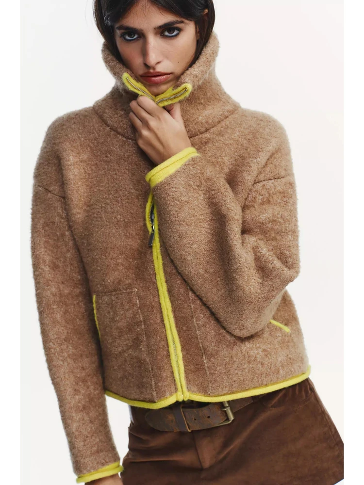 فضفاضة تناسب اللون بلو محبوك الطيار Jaet المرأة لباس غير رسمي شتاء 2025 وصول جديد مريح للتنفس طويل Sve