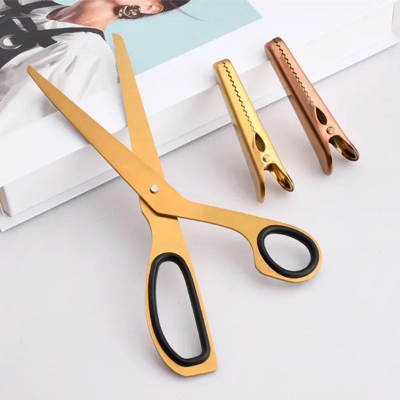 

Nordic Style Asymmetry Gold Stainless Steel Scissors Simple Folder for Paper Cutting DIY Tools Art School Office Supplies