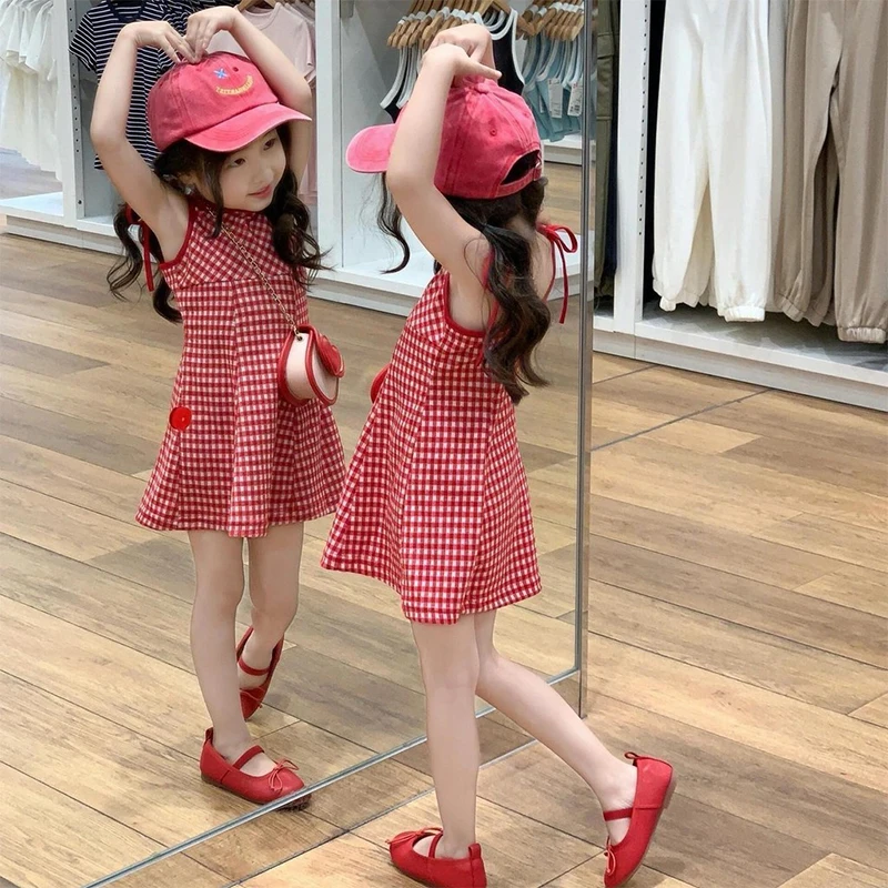 1PC Girls Casual Dress Korean Style Skirt Summer Baby Cute Fashion Short Sleeveless Simple Children\'s Clothes Sweet