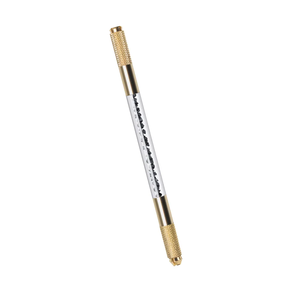 

Double Tip Rhinestone Crystal Microblading Pen Dual Heads Permanent Eyebrow Tattooing Needle Holder Beauty Tool