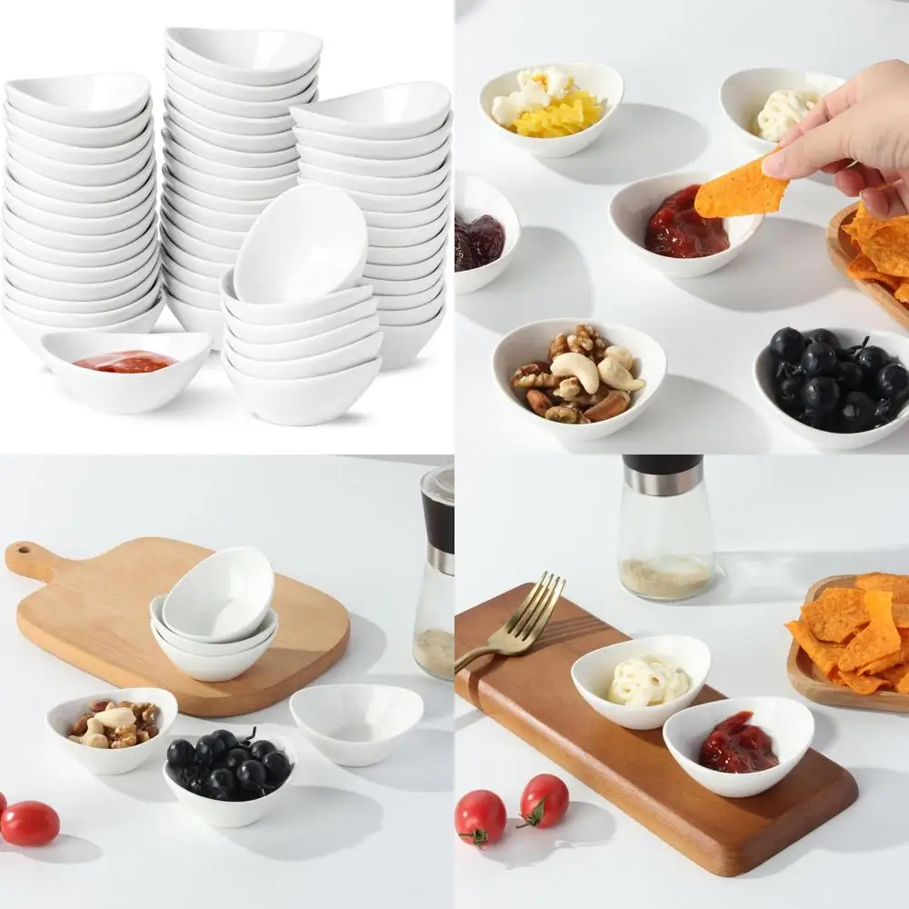 

Керамическая посуда для соевого соуса, мини-порцеляновые миски емкостью 1,7 унции для боковых блюд, идеальные маленькие чашки для соуса для столовой