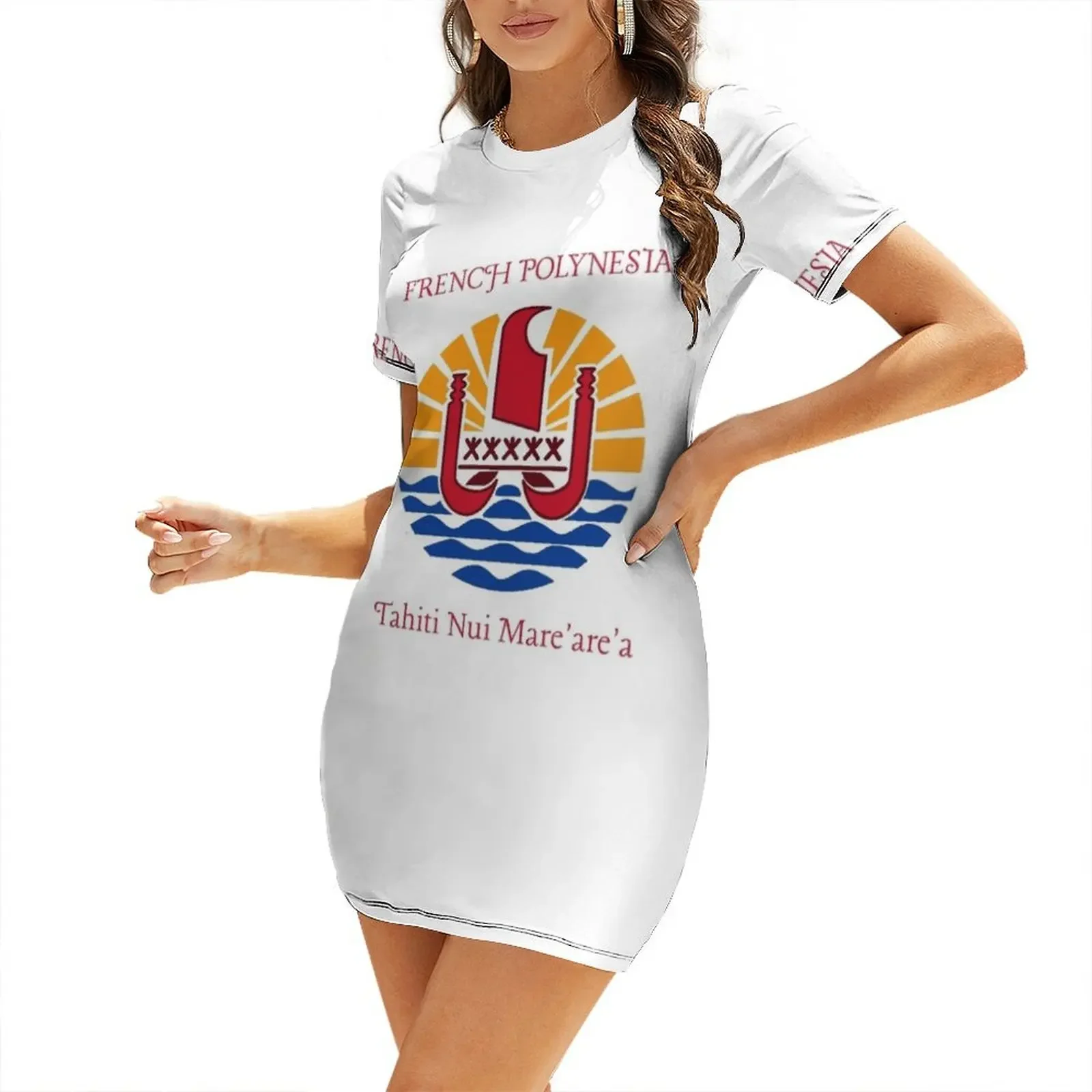 

French Polynesia Short-Sleeved Dress summer woman dress 2025 Women's dresses women's summer jumpsuit Dress