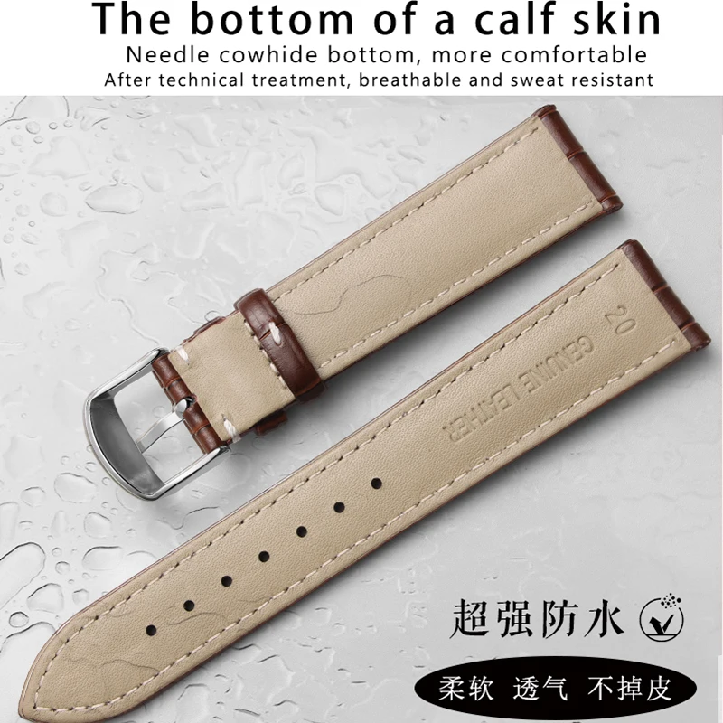 Soft Wrist Watch Bands Comfortable Genuine Leather Watch Strap 12/14/16/18/20/22/24 mm Watch Pin buckle Band