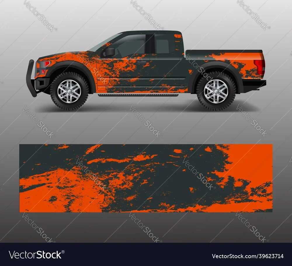 

Make Old Pickup Car Full Wrap Sticker Car Decal Decorative Cut Body Racing Graphic Decal Vinyl Wrap Modern Design Red Retro