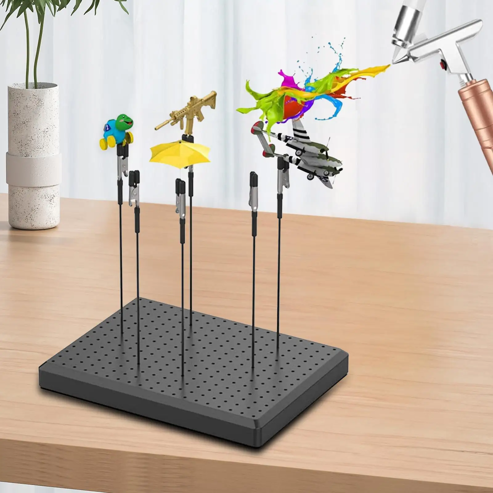 Painting Stand Base Holder and 10Pcs Alligator Clip Sticks Set Accessories Multifunctional Practical Modeling Tool Sturdy