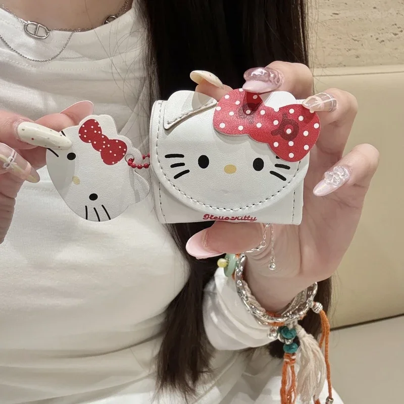 لطيف الكرتون سانريو مرحبا كيتي حقيبة جلدية حقيبة سماعة الاذن ل AirPods 1 2 3 4 برو 2021 سماعة لاسلكية تعمل بالبلوتوث سماعة سماعة حقيبة