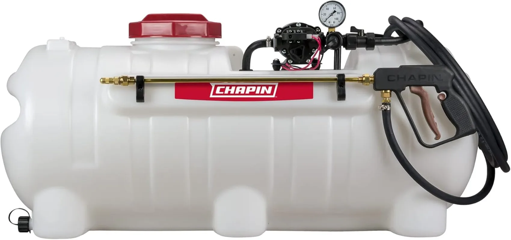 Chapin 97500E 25 Gallon Deluxe Dripless ATV/UTV 12 Volt Mounted Spot Sprayer With 5 Inch Wide Mouth, 12 V Diaphragm Pump