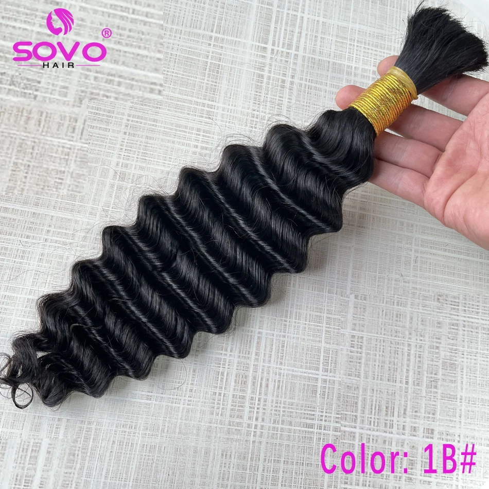 Onda profunda do cabelo humano em massa para trançar, sem trama, não transformados, 100 extensões naturais do cabelo, tranças de crochê, brasileiro, solto, encaracolado