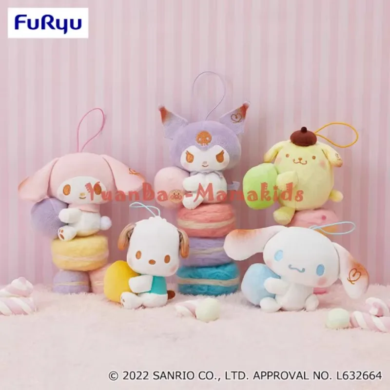 Japanese Original Sanrio Cotton Candy Plush Doll Melody Kuromi Cinnamoroll Pompom Purin Pochacco Anime Toys for Children Pendant