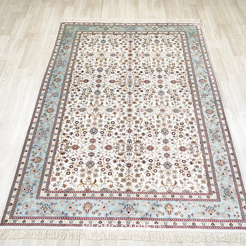 152x244cm Light Blue And Beige Living Room Carpet Nanyang Handmade Turkish Oriental Carpet And Rugs (YHW311AB)