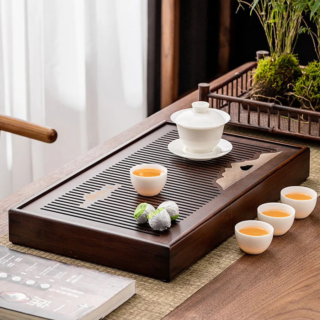 New Chinese Natural Bamboo Tea Tray Water Storage Kung Fu Tea Set  Dry Wet Dual Use Simple Tea Board Tea Storage Tray