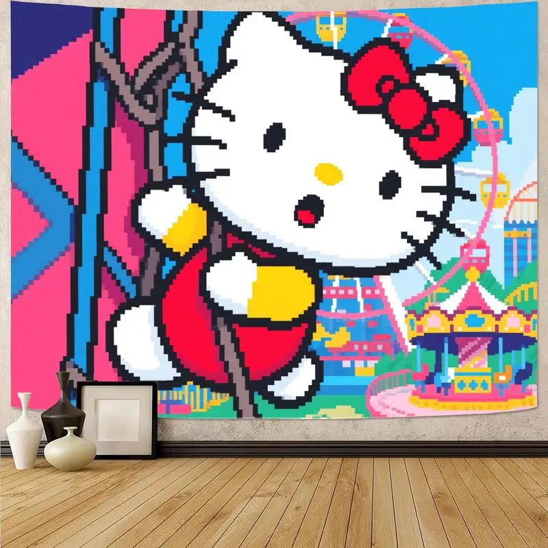 

1PC Cute Cartoon Cat Tapestry Colorful Polyester Wall Art Perfect for Bedroom Living Room Decor Gift for Cat Lovers
