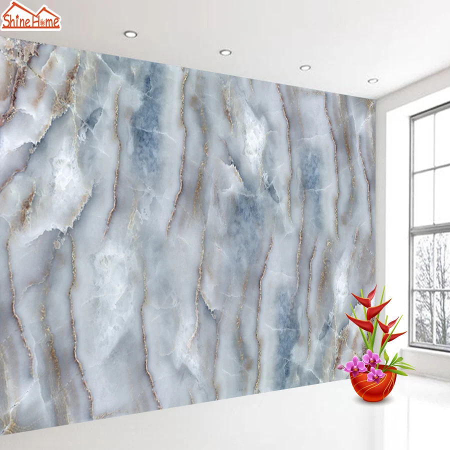 Self Adhesive Accept Wall Papers Home Decor Covering Blue Marble Photo Murals Wallpapers for Living Room Sofa Background Bedroom