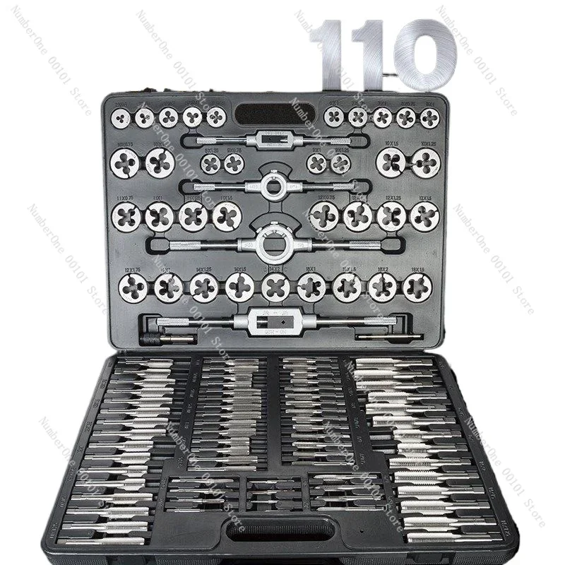 

Manual Threading Tools 110 Pieces Tap Die Set Tap Tapping Drill Bit Wire Opener Thread Repair