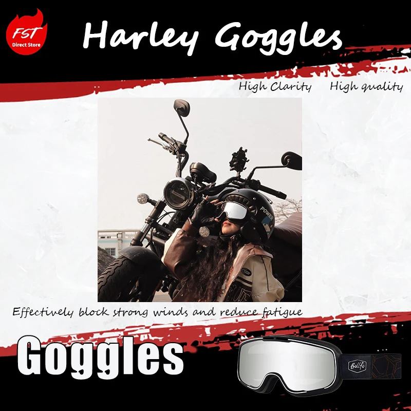 

Anti-fog Vintage Motorcycle Goggles with Myopia Space, Harley Style Windproof Dustproof Riding Glasses