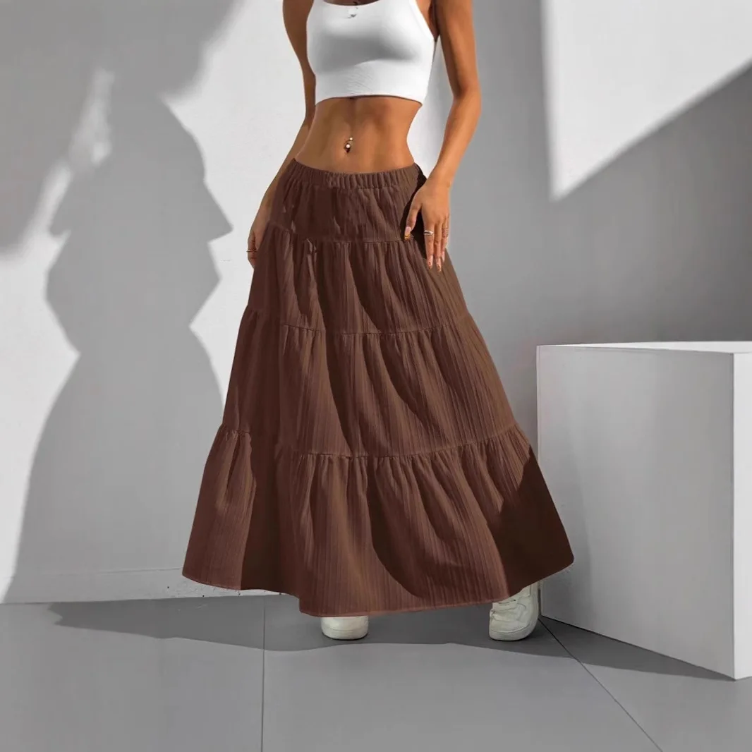 Neu 2025, Damen-Rock, weiß, lockere Taille, halbrunder Rock mit Schleife, großer Swing-Rock, lässige SLE-Standversion, andere Materialien