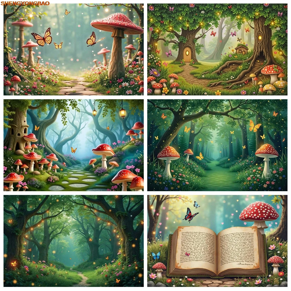 

Fairy Tale Forest Wonderland Backdrop Photography Nature Fantasy Plant Background Birthday Baby Shower Studio Sets