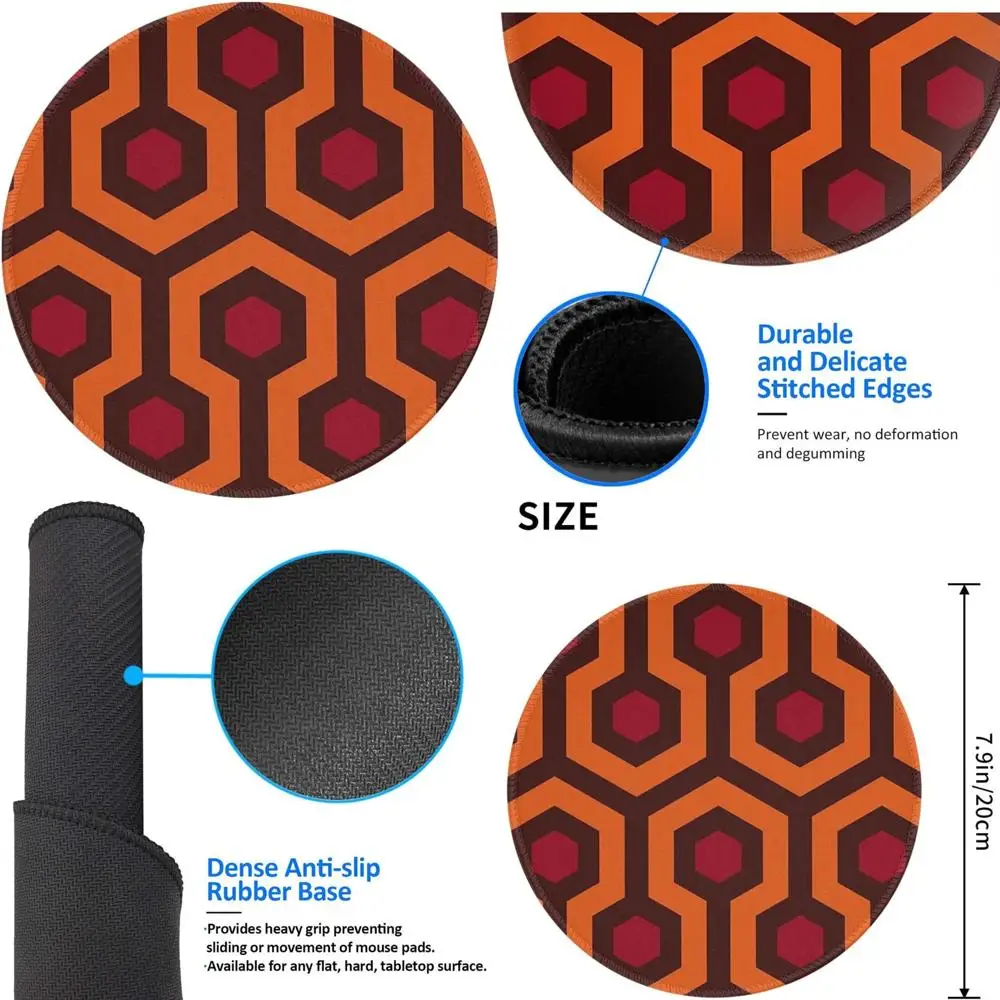 

8-inch Round Gaming Mouse Pad with Shining Overlook Print, Stitched Edges, and Anti-Slip Rubber Base