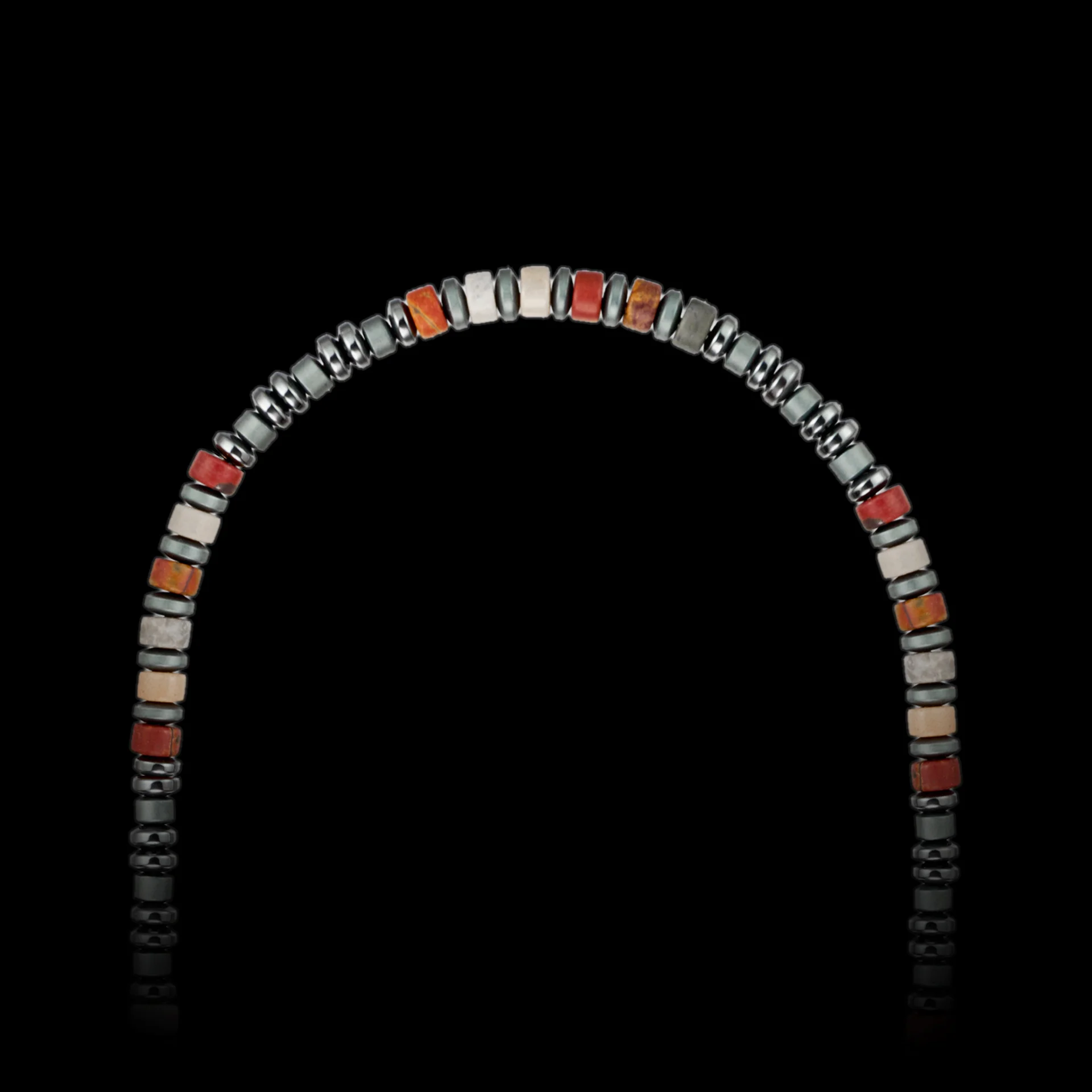 YOUNG&RICH Luxury Picasso Jasper Hematite Necklace 4mm Bohemian Style Niche Accessory Handcrafted Unisex Necklace