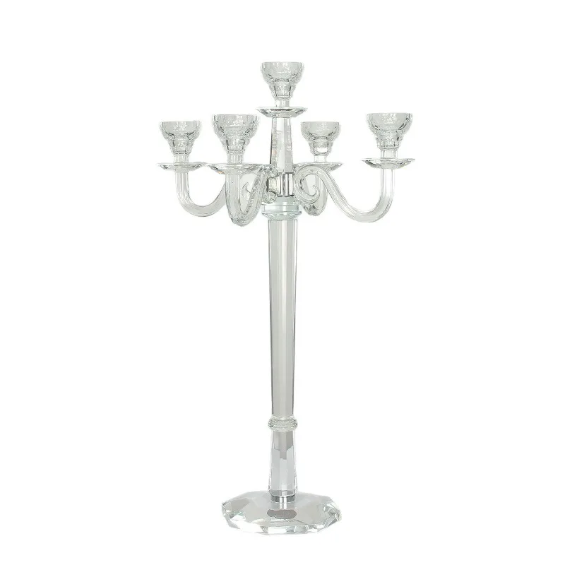 K9 Crystal 5 Arm Candelabra Glass Candle Holder European Wedding Table Decor Centerpiece Banquet Home Dining Home Decor