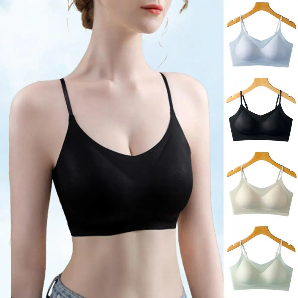 رقيقة جدا الحرير الجليد سلس الملابس الداخلية النساء مثير أعلى لينة تنفس اللاسلكية الصلبة الملابس الداخلية تجمع مبطن أعلى المرأة الصدرية ﻿