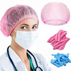Disposable Fluffy Cap 100pcs Breathable Hair Shower Cap Non-woven Hair Care Dust Cap Suitable for Medical Food Processing Beauty