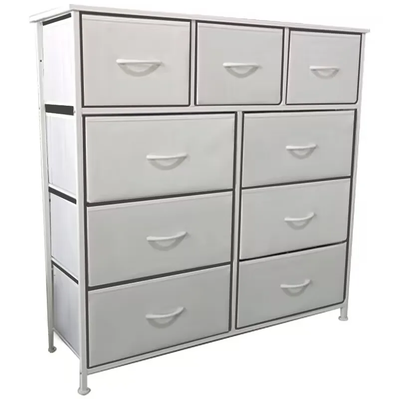 9 Cloth Drawer Locker for Bedroom, Large Double Dresser with Wide Drawers, Modern Chest of Drawers,Storage Organizer Cabinet