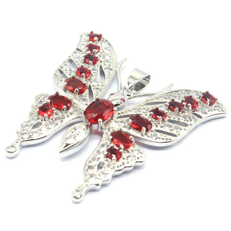 46x45mm SheCrown Eye Catching Big Butterfly Size Blood Ruby Tanzanite Aquamarine Peridot Tourmaline CZ Silver Pendant 3