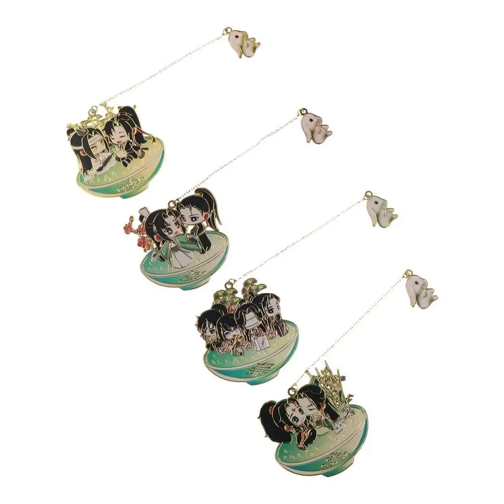 เครื่องเขียนการ์ตูนสำหรับนักเรียน เว่ยอู่เซียน หลานหวังจี โมเต้าจูซือ ที่คั่นหนังสือโลหะ ที่คั่นหนังสือแบบโปร่ง ที่คั่นหนังสือแบบคลิปหนีบกระดาษ