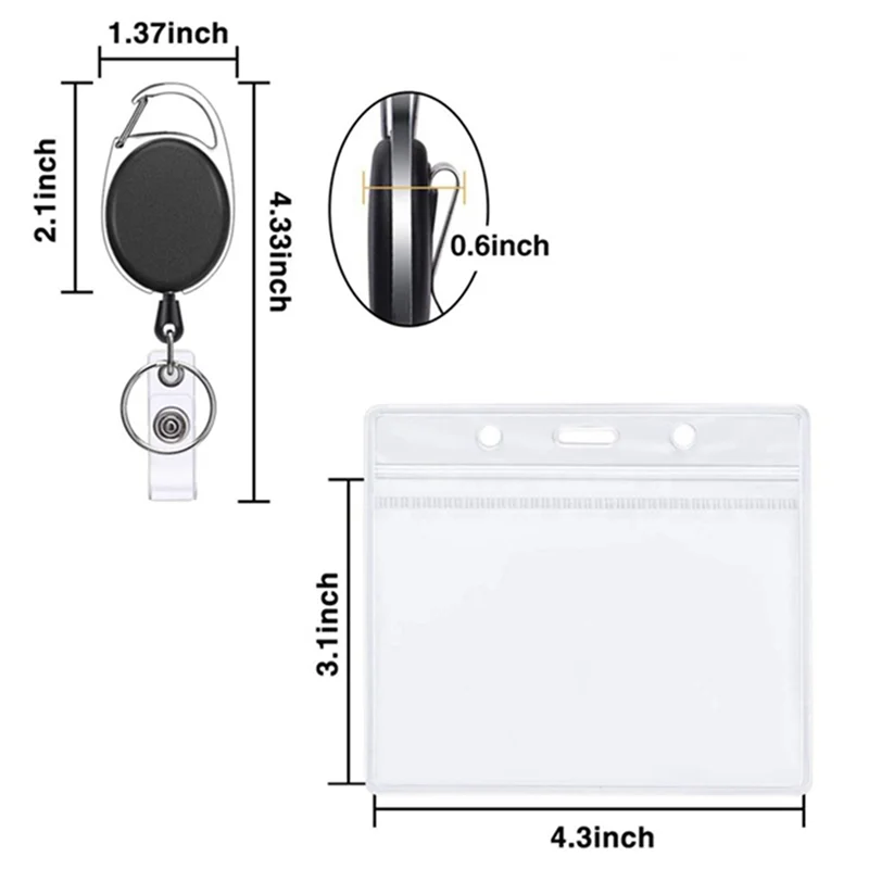 Portatarjetas de identificación con Clip, carretes de insignia retráctiles de alta resistencia, soporte de tarjeta de identificación transparente, cordón Vertical retráctil