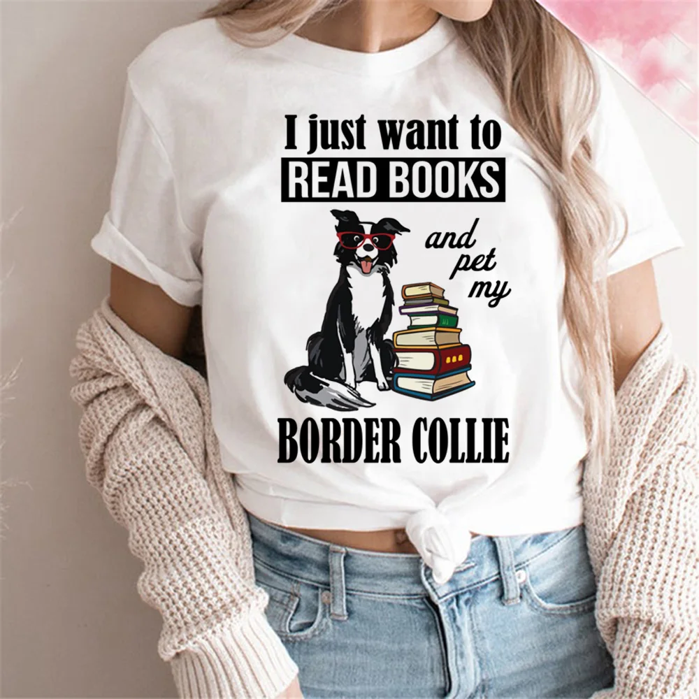 Border Collie t-shirts women harajuku comic top girl comic clothes