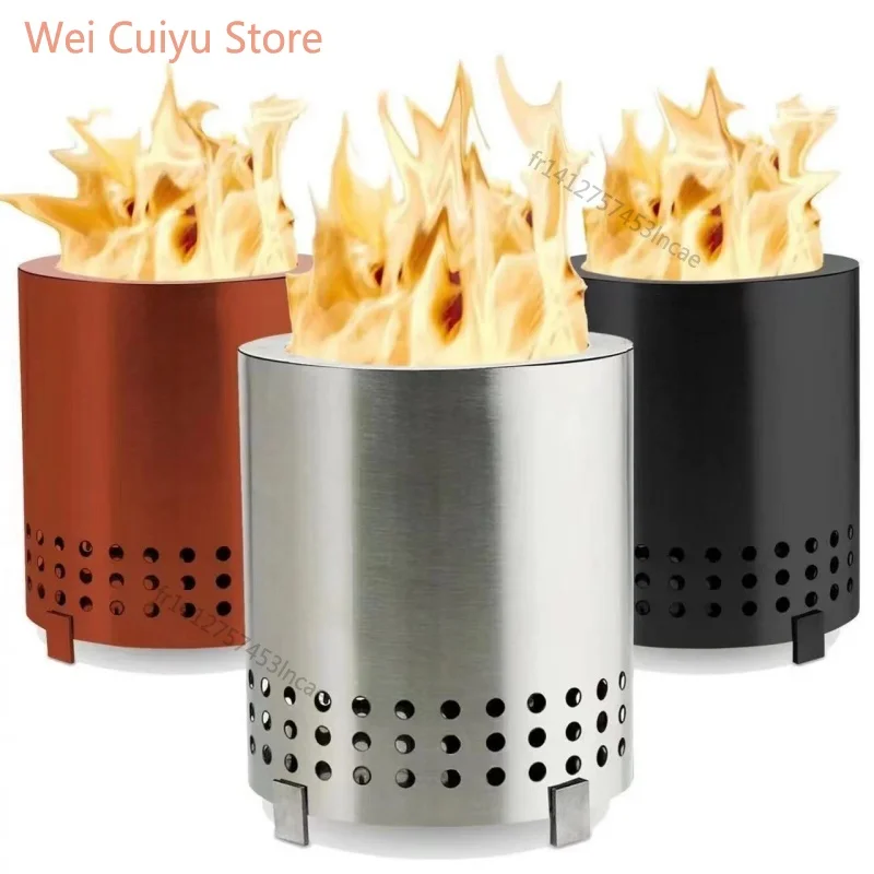المحمولة النار موقد فولاذي غير قابل للصدأ سخان صغير النار موقد الخشب فرن التخييم في الهواء الطلق شواء دخاني حفرة نار نحاس #1