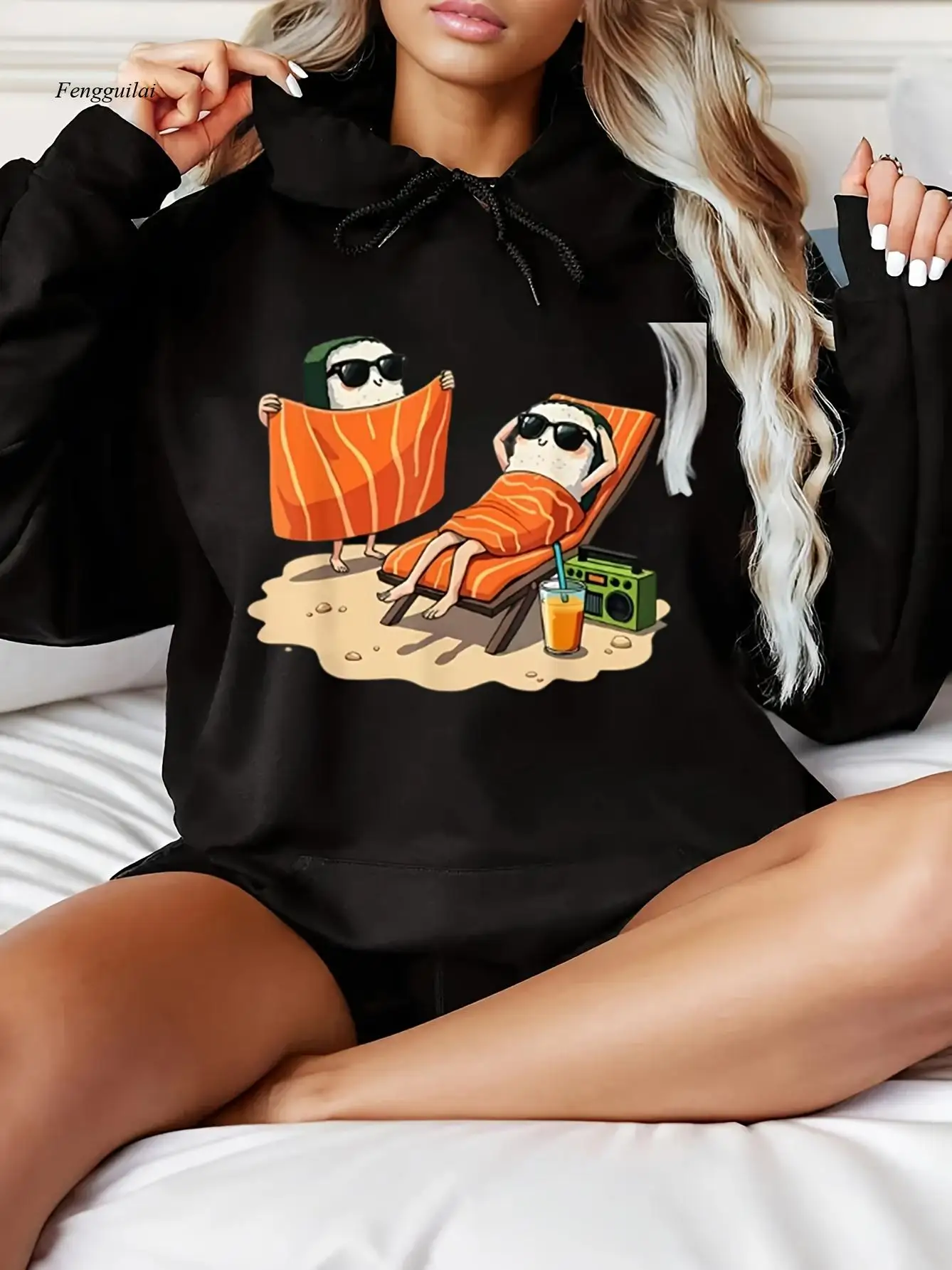 

Осенне-зимняя толстовка с капюшоном, пуловер с длинными рукавами, удобная, свободная, мягкая ткань, забавная, милая повседневная одежда с принтом