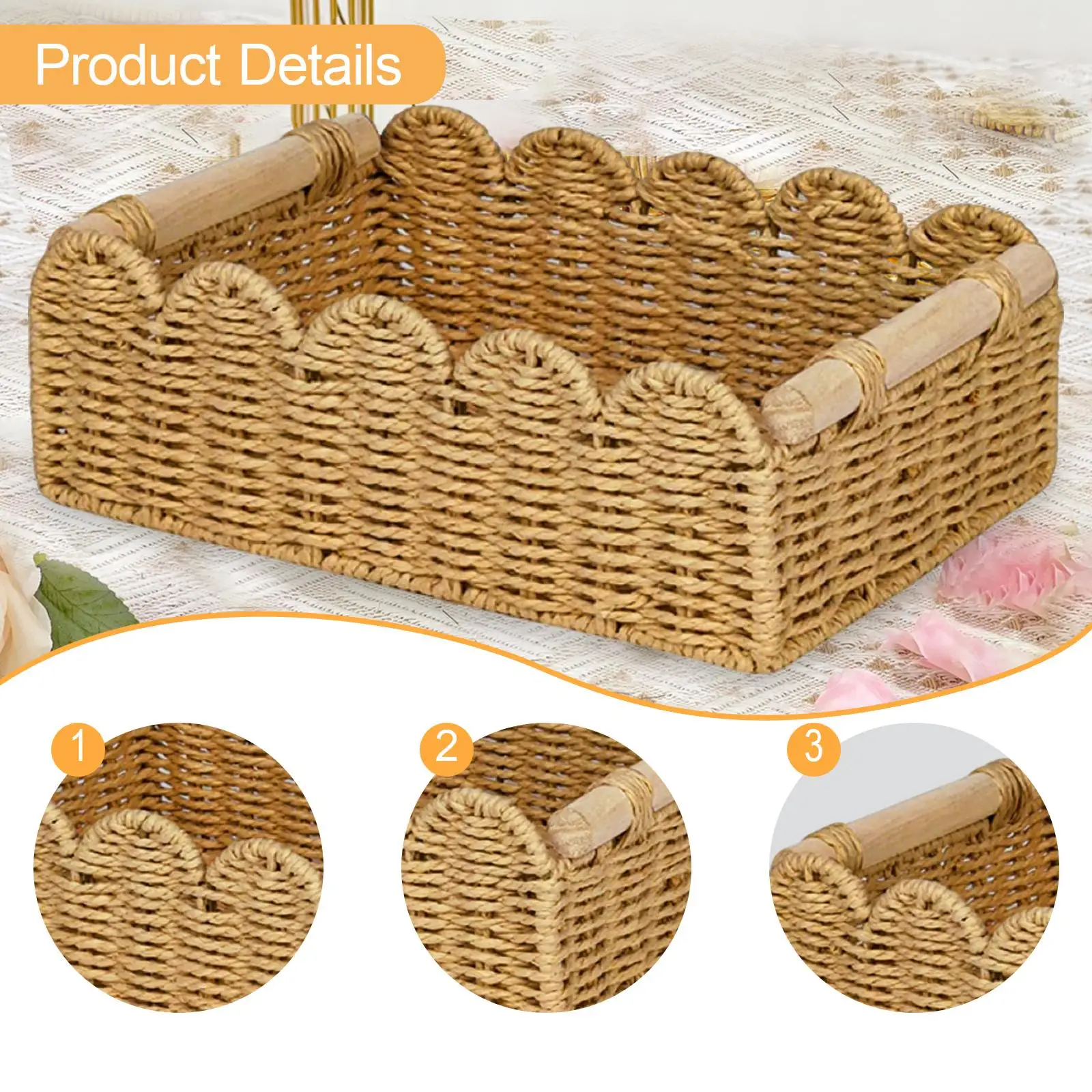 Decorative Bin Handwoven Organizer Bookcase Pantry Paper Rope Storage Basket