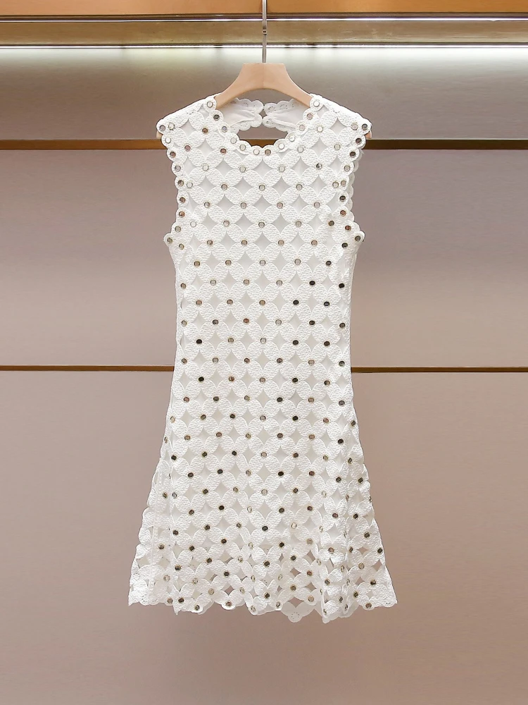 Women's Summer New Style French Elegant Temperament Design Sense Hollow Out Sleeveless Vest Dress Diamond Painting Cross Stitch