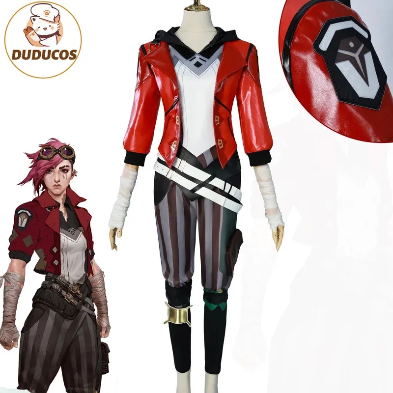 

LOL Arcane Vi Косплей Костюм Аниме Arcane LOL Vi Косплей Женский Костюм На Хэллоуин Кожаный Наряд Полный Комплект