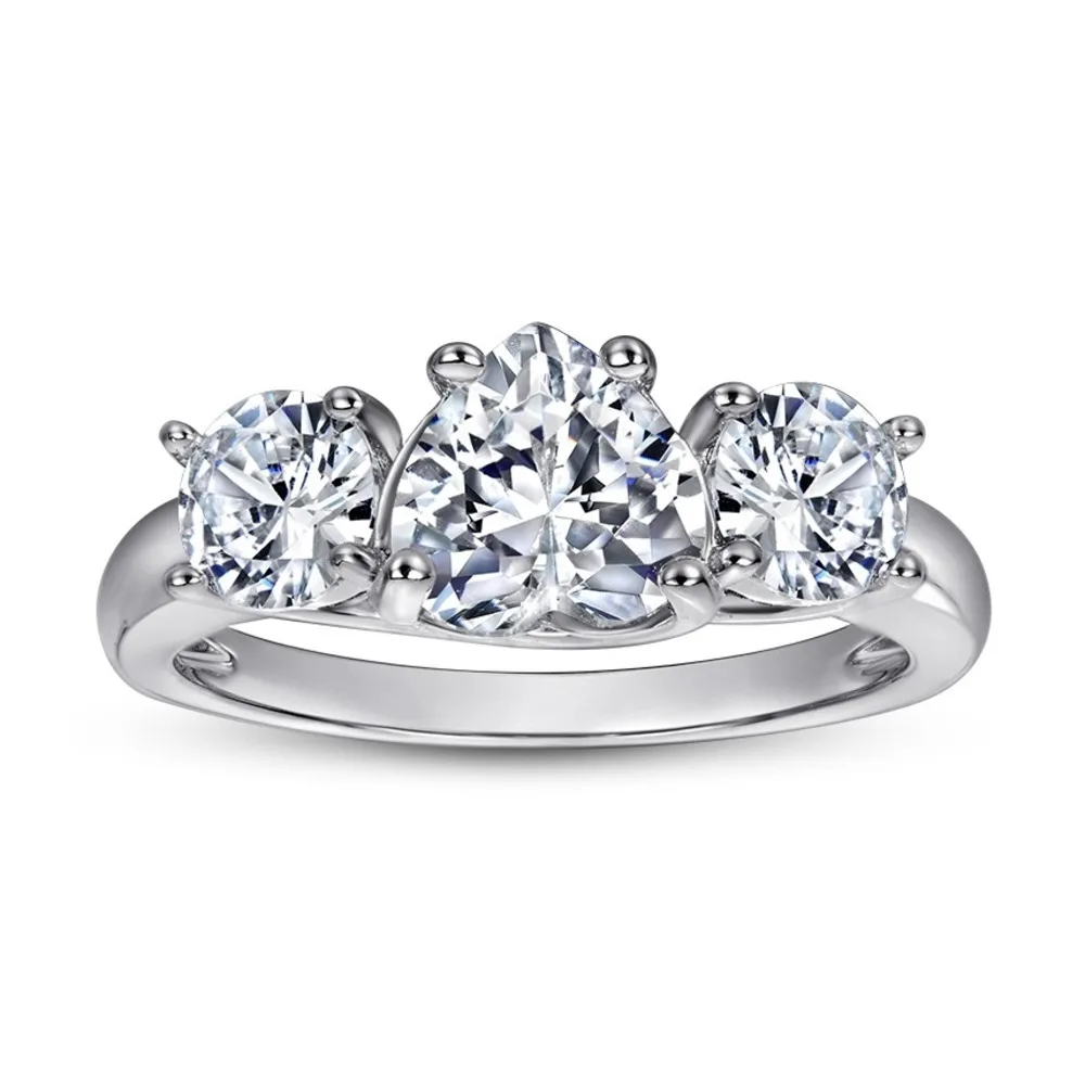 JH 1.5 قيراط مويسانيتي على شكل قلب خاتم للنساء الرجال 925 فضة خاتم زواج بسيط D VVS1 مختبر الأحجار الكريمة غرامة مجوهرات #5