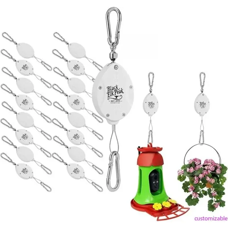 

2025 Enhanced Heavy-Duty Retractable Plant Pulley - Adjustable Stainless Steel Rope Hanger for Hanging Baskets with Auto-Lock Fe