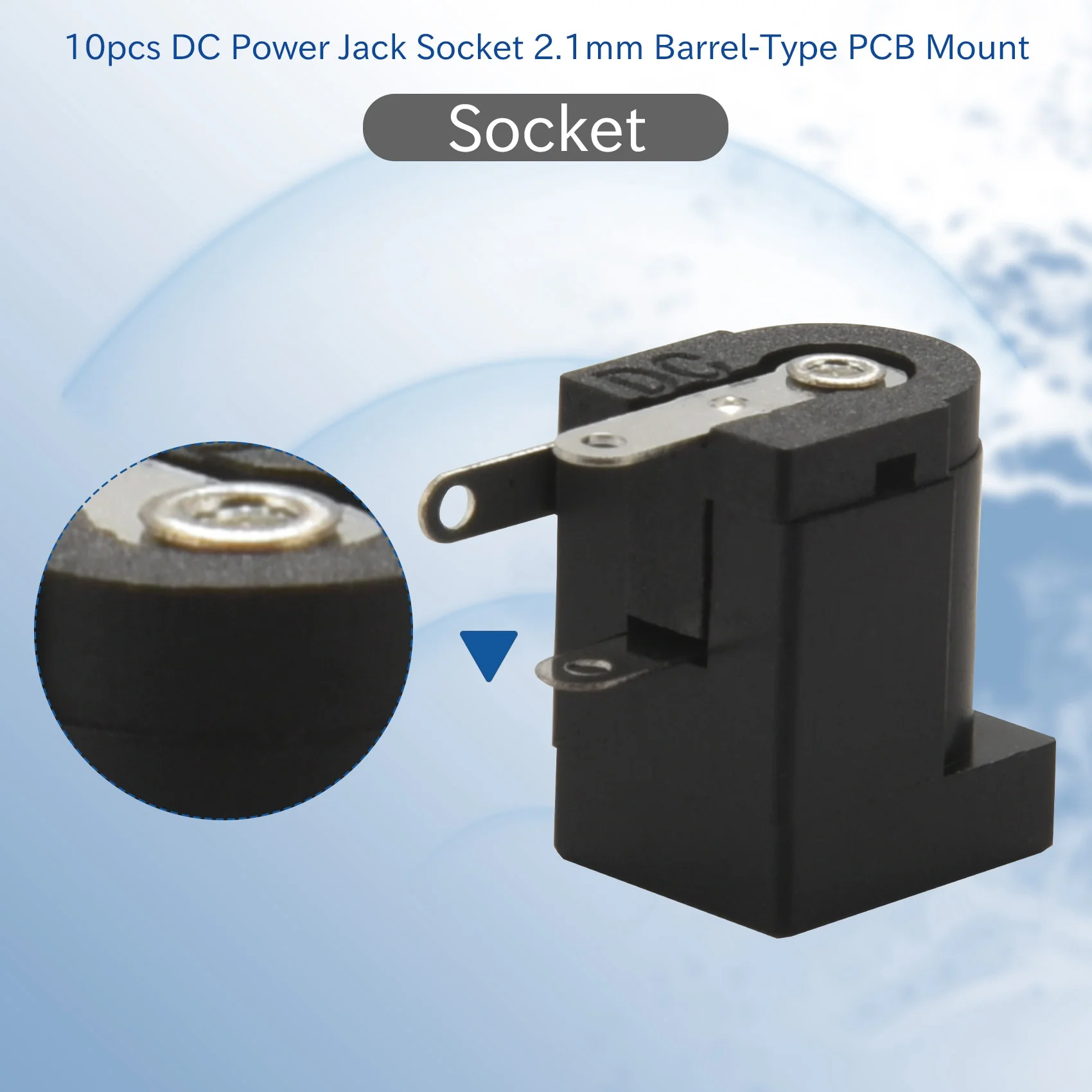 ABDX-10 stuks DC Power Jack Socket 2,1 mm vat-type PCB