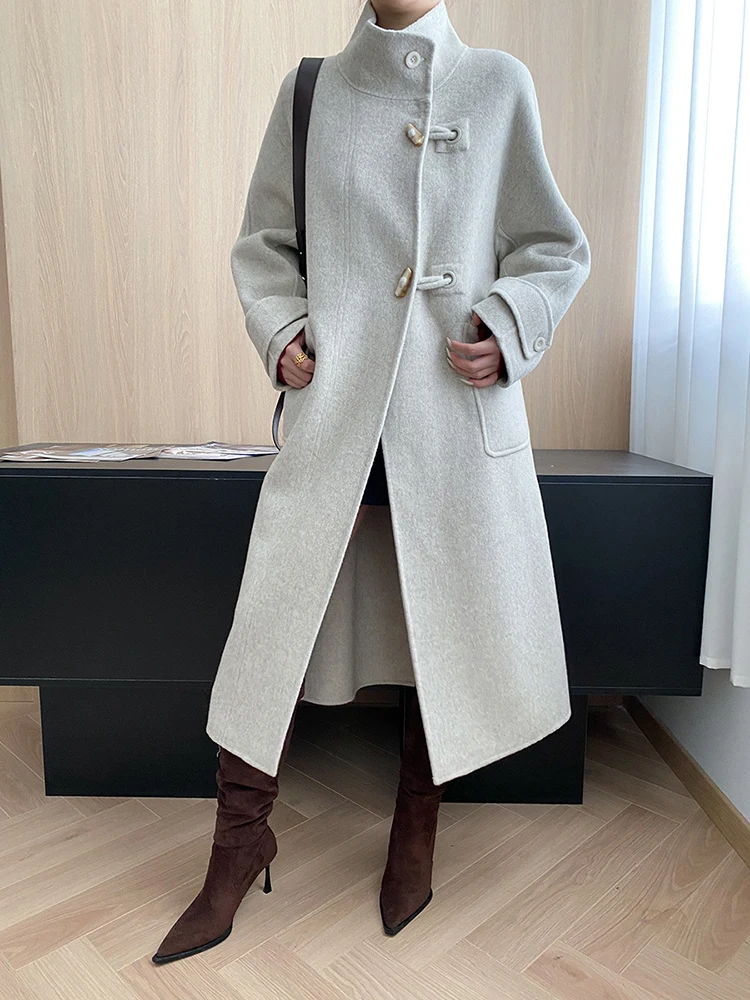 YERMORA Inverno Nuovo Bottone Nero Cappotto di Lana Dell'annata Per Le Donne Del Collare Del Basamento Manica Lunga Allentato Nuovo Cappotto di Moda Marea 2025