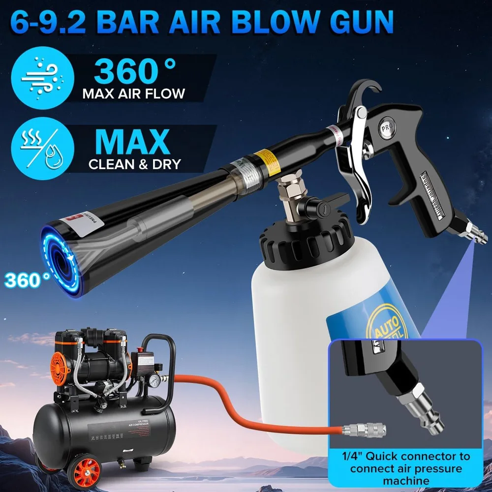 Air Blow Gun Detailing Dry Cleaning Gun Air Nozzle Blow Gun For Tornado Cleaning Gun Work With Air Compresso Quickly Remove Dirt