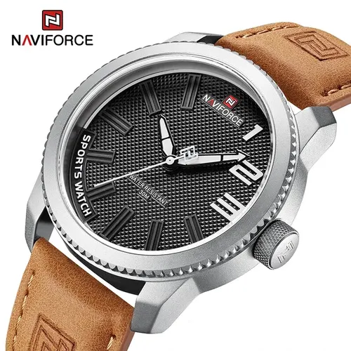 Imagen 2 del producto NAVIFORCE, reloj de pulsera Popular para hombre, deportivo militar, a prueba de golpes, reloj de cuero resistente al agua, reloj informal de moda para hombre, reloj Masculino