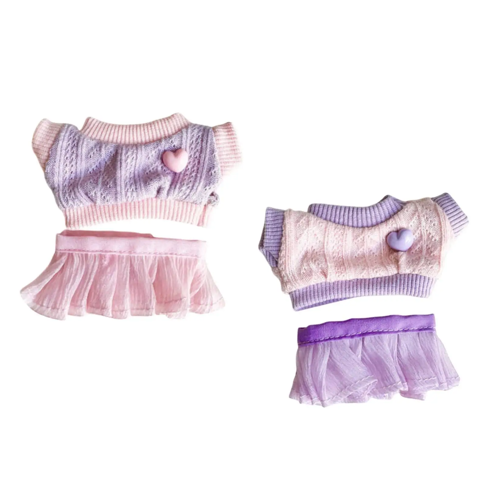 Conjunto de roupas de boneca de 17cm, roupas fofas de boneca, suéter confortável, saia, roupas de boneca de menina para brinquedo de festa, boneca pendente de 17cm, crianças