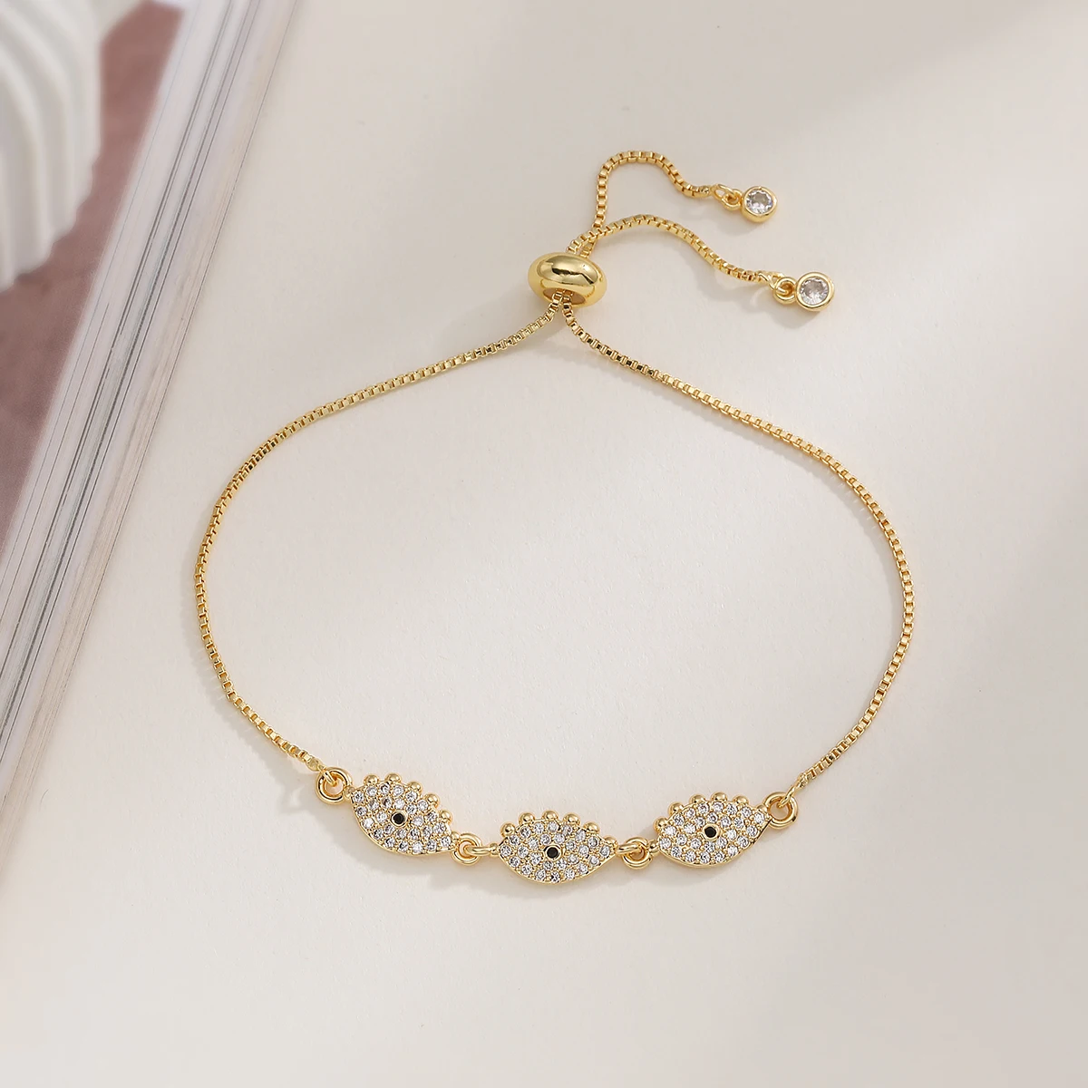 NEWBUY 2025 جديد وصول العصرية الذهب اللون AAA تشيكوسلوفاكيا الزركون البطانة عين الشر القلب أساور ساحرة للنساء هدية قابل للتعديل #1