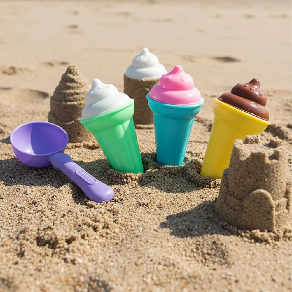 Children Play House Toy Beach Ice Cream Tube Digging Spoon Set Material of Wheat Straw Ice Cream Cup Beach Toy