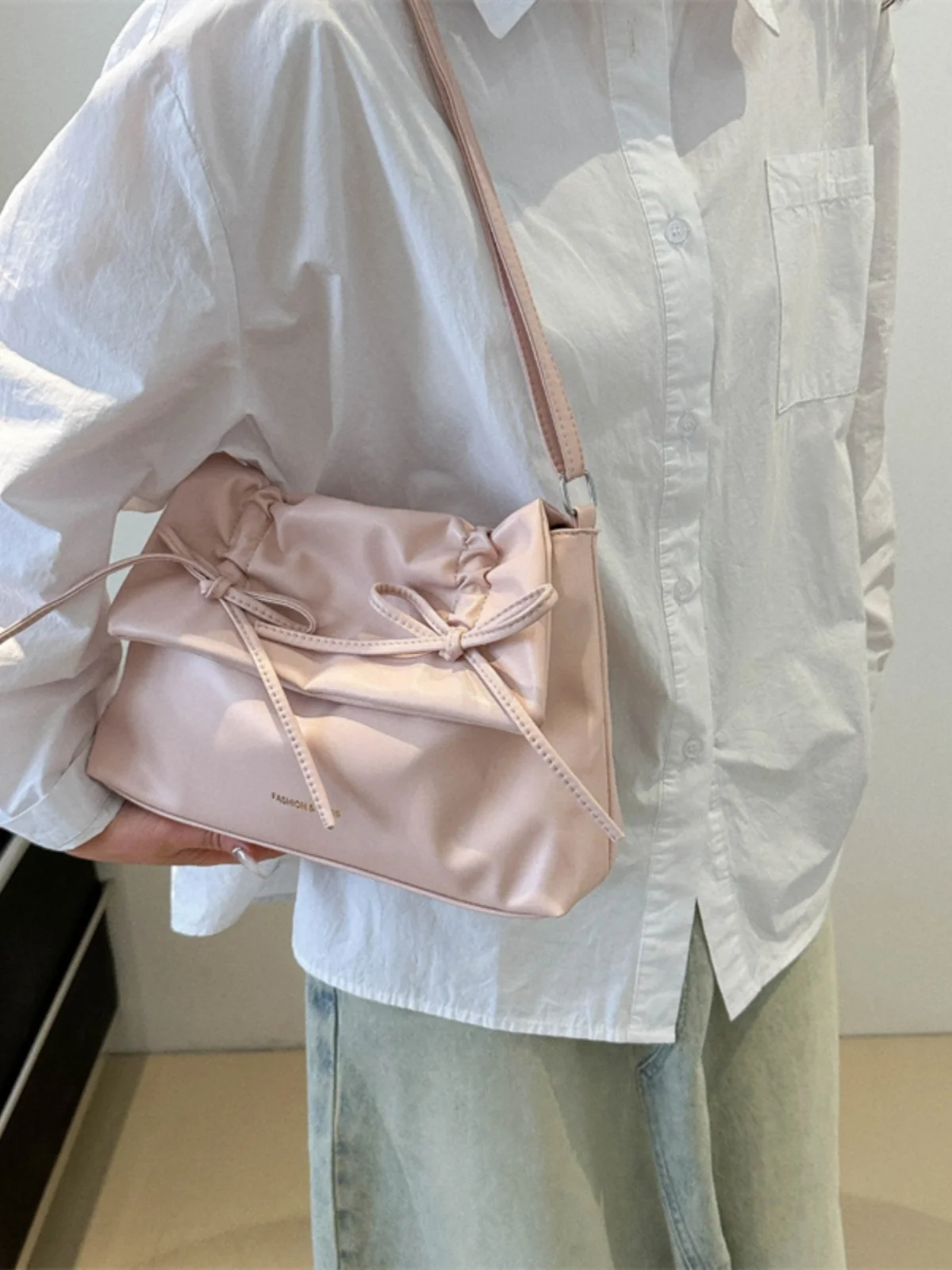 Ballet Sle Large Capaci Underarm  Knot Tote Bag Women's 2024 New Faion Commuter Crossbody Bag Soft PU Leather